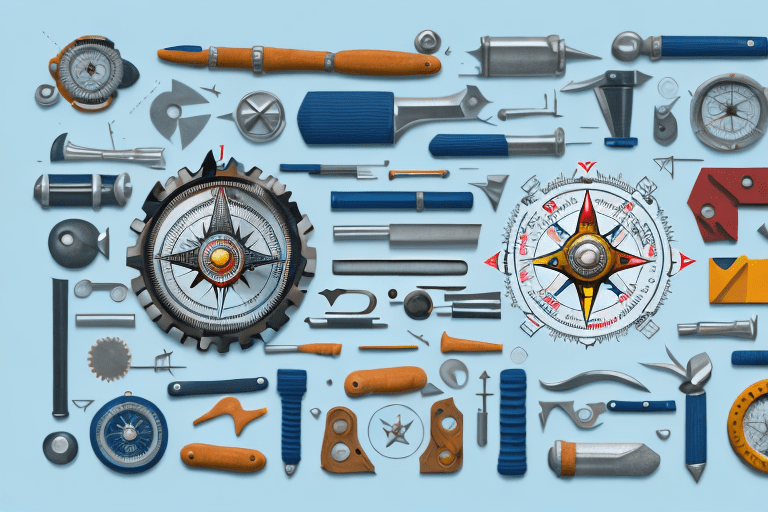 A toolbox filled with various tools like a magnifying glass