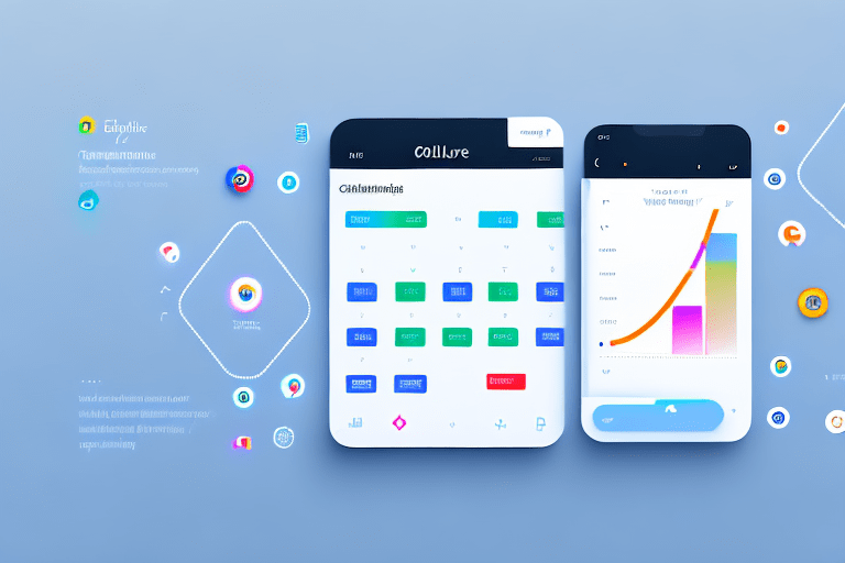 A digital interface with various interconnected modules symbolizing customer relationship management tools